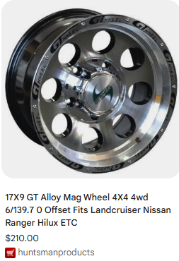Huntsman alloy wheel shopping ad