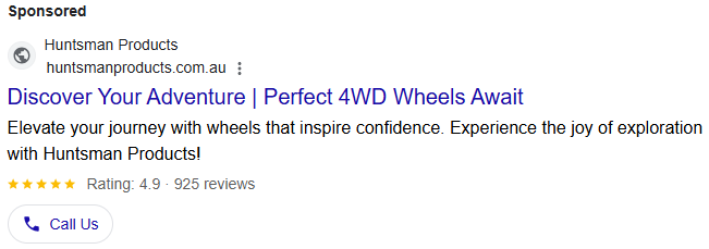 Huntsman Products search ad, Discover Your Adventure